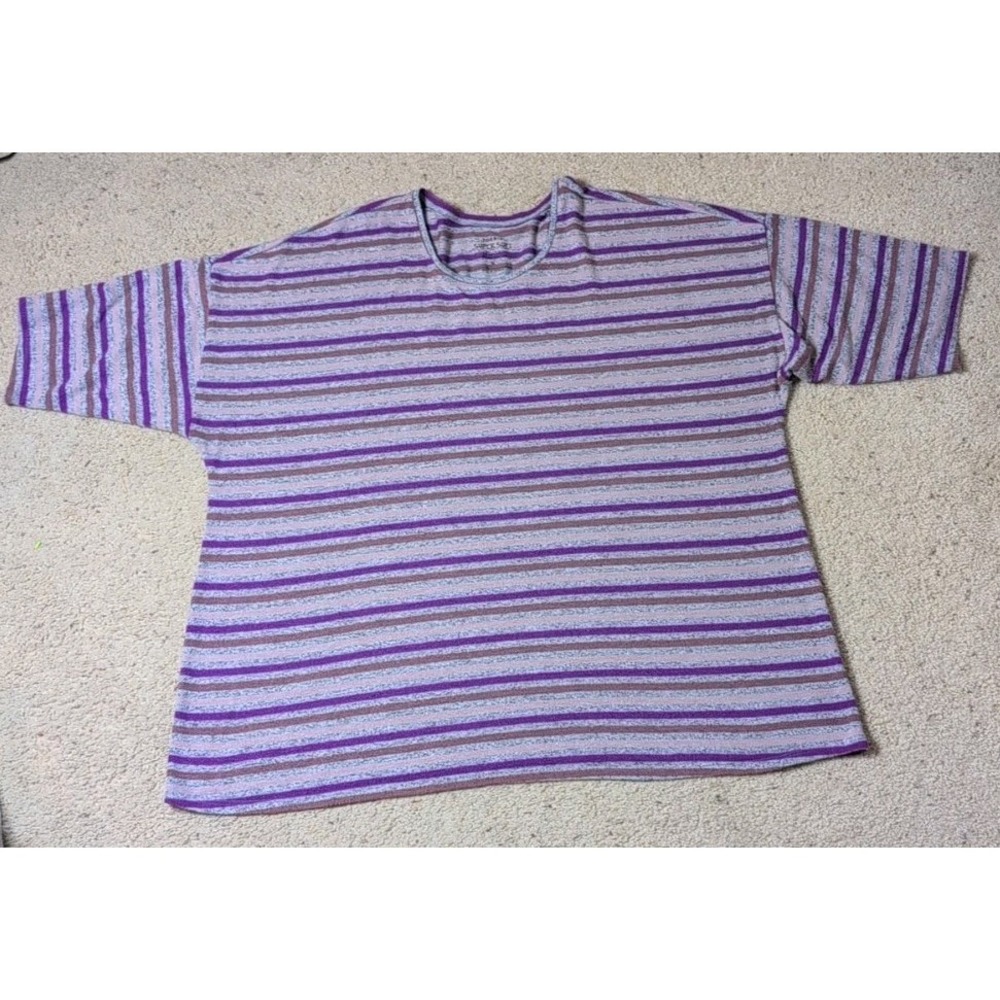 Torrid Sweater Women's Plus 5 Gray Purple Striped 3/4 Sleeve Super Soft Cozy